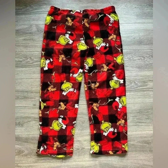 Dr. Seuss The Grinch Fleece Red Holiday Christmas Pajama Pants Men’s Size XL - Picture 2 of 6